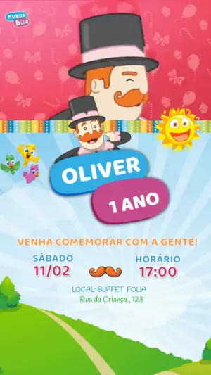 Vídeo Convite de Aniversário Mundo Bita para Editar Online