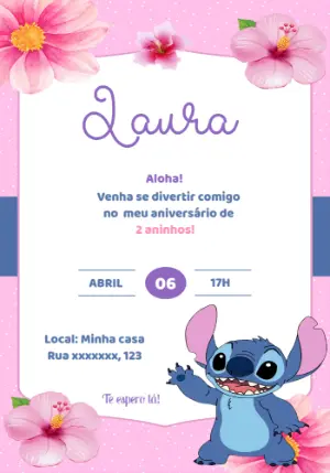Invitación de cumpleaños Stitch – Estático – Convites Personalizados
