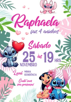 Invitación de cumpleaños Stitch – Estático – Vanessa Kosta
