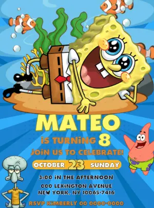 SpongeBob & Friends Birthday Invitation to Edit Online