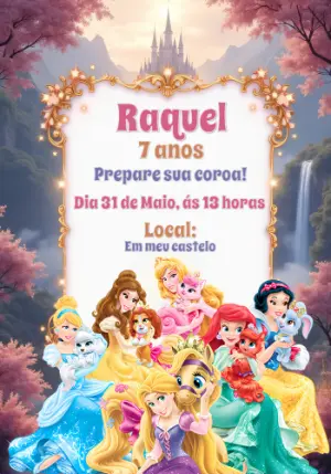 Invitación de cumpleaños Princesas – Estático – CollorGraph Convites
