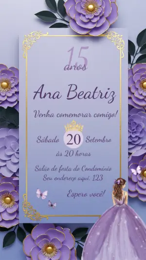 Quinceañera Invitation – Static – Convite digital - Edite você mesmo