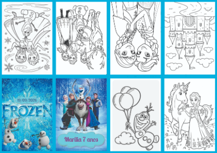 Livrinho de Colorir Frozen para Aniversário - Modelo Editável