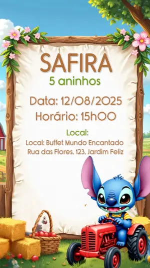 Invitación de cumpleaños Stitch – Estático – Convites Digitais Exclusivos