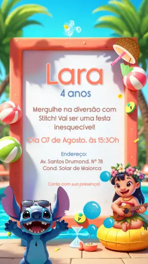 Invitación de cumpleaños Stitch – Estático – CollorGraph Convites