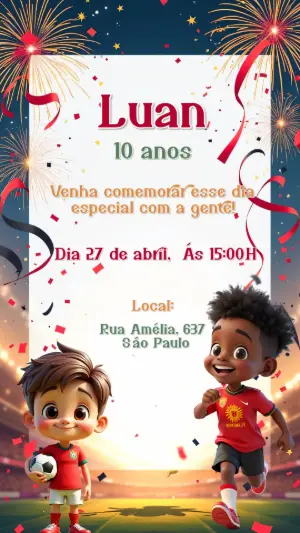 Soccer Birthday Invitation – Static – Convites Digitais Exclusivos