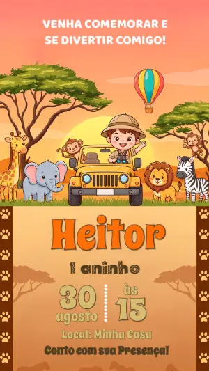 Safari Birthday Invitation – Static – Alegria no ar
