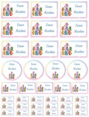 Kit de Etiquetas Escolares Ursinhos Carinhosos para Editar