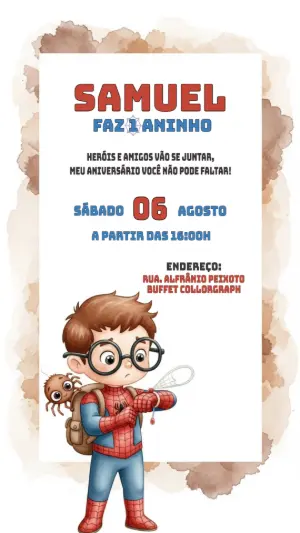 Convite Aniversário Homem Aranha Infantil para Editar Online