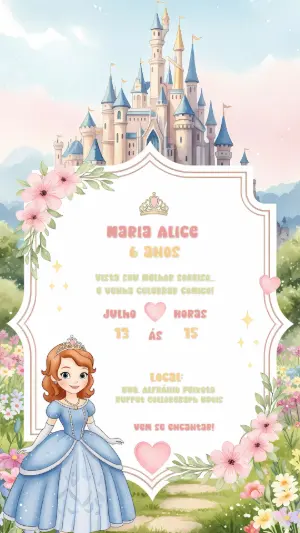 Invitación de cumpleaños Princesas – Estático – CollorGraph Convites