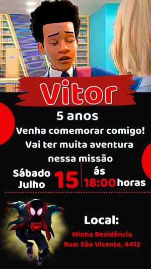 Vídeo Convite Homem-Aranha Aranhaverso para Editar Online