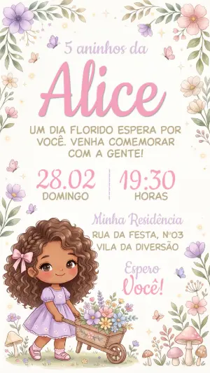 魔法花园生日邀请函 – 静态 – Convide aê!
