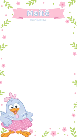 Story de Aniversário Galinha Pintadinha Rosa para Editar