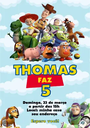 Convite de Aniversário Toy Story para Editar Online