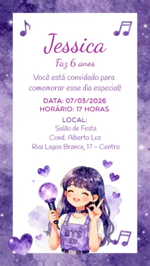 Invitation d'anniversaire KPop Demon Hunters – Statique – CollorGraph EDITOR