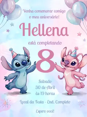 Invitación de cumpleaños Stitch – Estático – Decore Arte