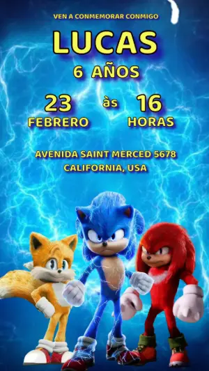 Video Invitación de Cumpleaños de Sonic para Editar Online