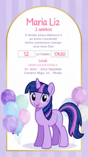 Convite Digital Festa Infantil My Little Pony para Editar