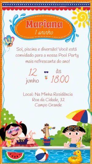 Convite Animado O Show da Luna Pool Party para Editar