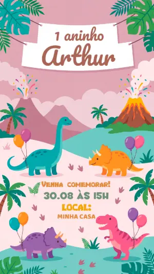 Invitación de cumpleaños Dinosaurio – Estático – Alegria no ar