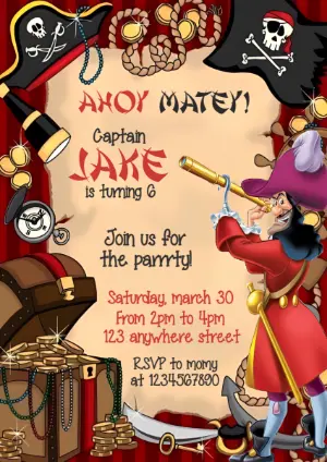 Editable Pirate Birthday Invitation with Captain Hook