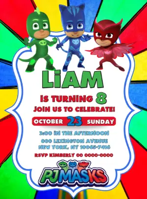 PJ Masks Birthday Invitation | Editable Online Template