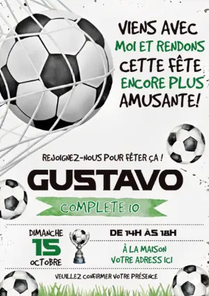 Invitation Anniversaire Football Sportif Modèle à Modifier