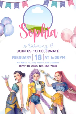 K-Pop Demon Hunter Birthday Invitation | Editable Digital Template