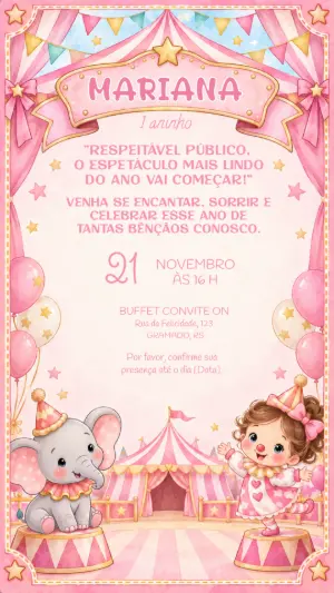 Invitation d'anniversaire Cirque – Statique – Convite On