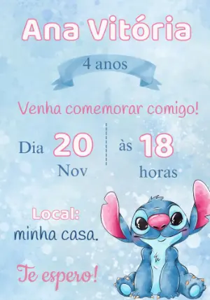 Invitación de cumpleaños Stitch – Estático – Priscila