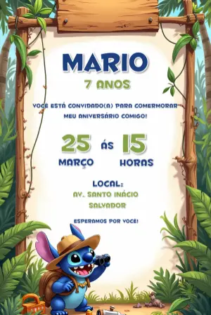 Invitación de cumpleaños Stitch – Estático – CollorGraph Convites