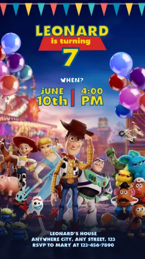 Editable Toy Story Birthday Invitation with All Characters