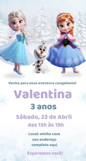 Convite Digital Frozen: Aventura Congelante para Editar