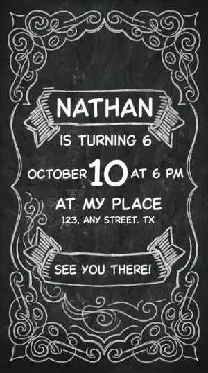 Chalkboard Birthday Invitation Editable Template