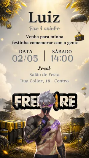 Convite de Aniversário Free Fire Editável