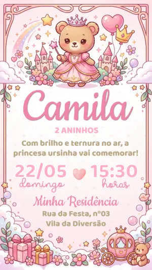 Invitación de cumpleaños Princesas – Estático – Convide aê!