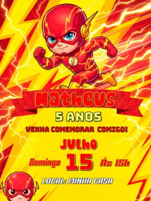 Convite de Aniversário Flash Infantil para Editar Online