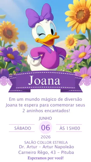 Convite de Aniversário Margarida no Jardim Editável