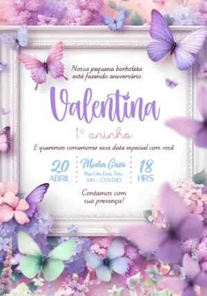 Convite Digital Aniversário Jardim das Borboletas para Editar
