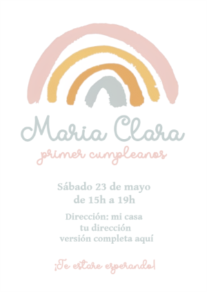 Invitación de Cumpleaños Arcoíris Boho para Editar Online