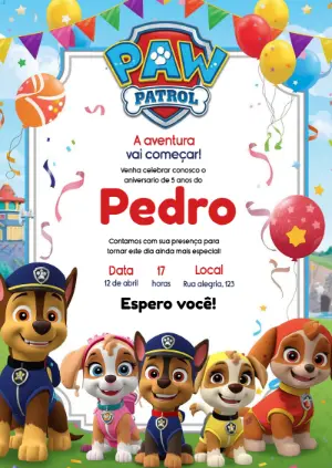 Invito di compleanno Paw Patrol – Statico – KC Design