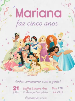 Invito di compleanno Principesse – Statico – Decore Arte