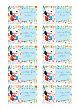 Etiqueta Escolar Snoopy Colorida para Editar e Imprimir