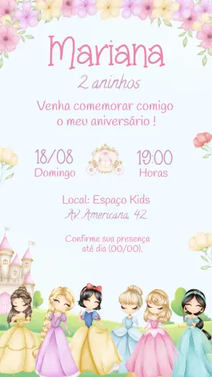 Invitación de cumpleaños Princesas – Estático – Felicity Artes
