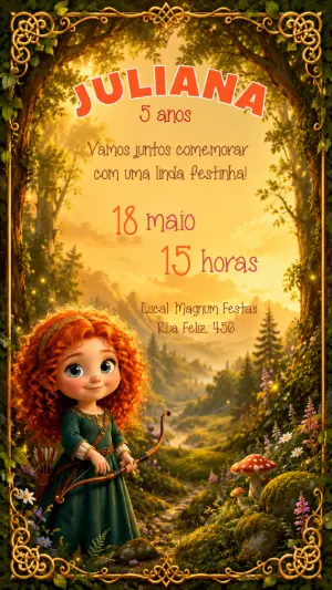 Convite de Aniversário Valente Merida Editável