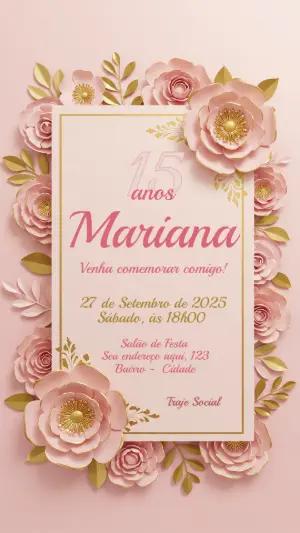 Quinceañera Invitation – Static – Convite digital - Edite você mesmo