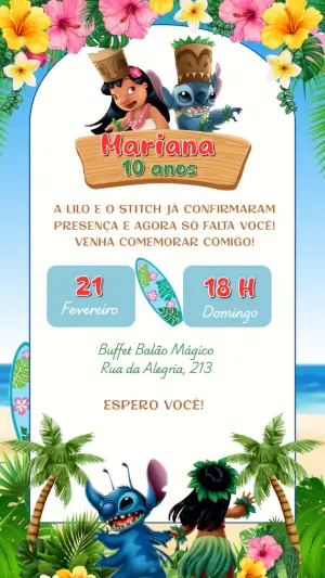 Invitación de cumpleaños Stitch – Estático – Felicity Artes