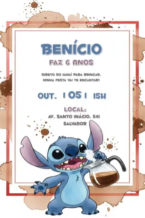 Invitación de cumpleaños Stitch – Estático – CollorGraph Convites