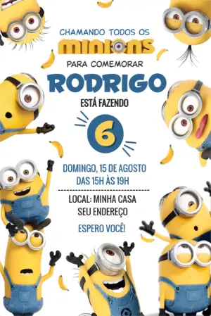 Convite de Aniversário Minions Editável