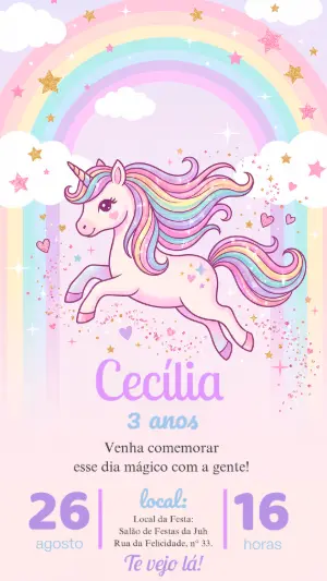 独角兽生日邀请函 – 静态 – Alegria no ar